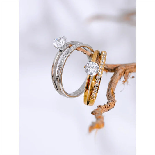 Inel Odette, auriu, minimalist, din otel inoxidabil placat cu aur 18K
