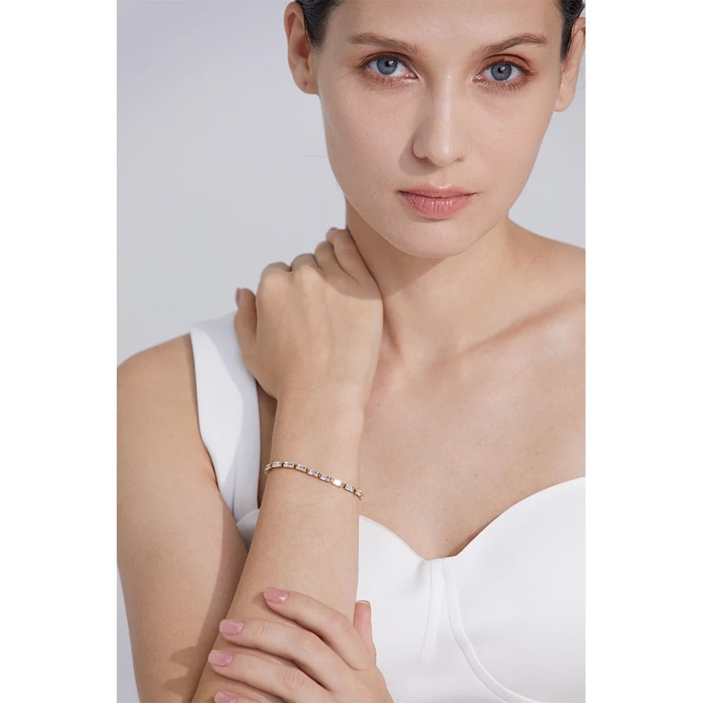 Colier tennis Cosette, auriu, cu zirconiu, din otel inoxidabil placat cu aur 18K - Colectia Celebration