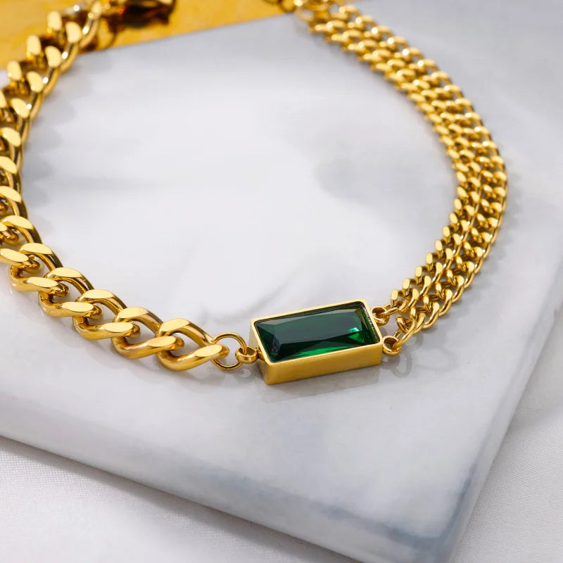 Bratara Lori, aurie, din otel inoxidabil placat cu aur 18K, cu model geometric