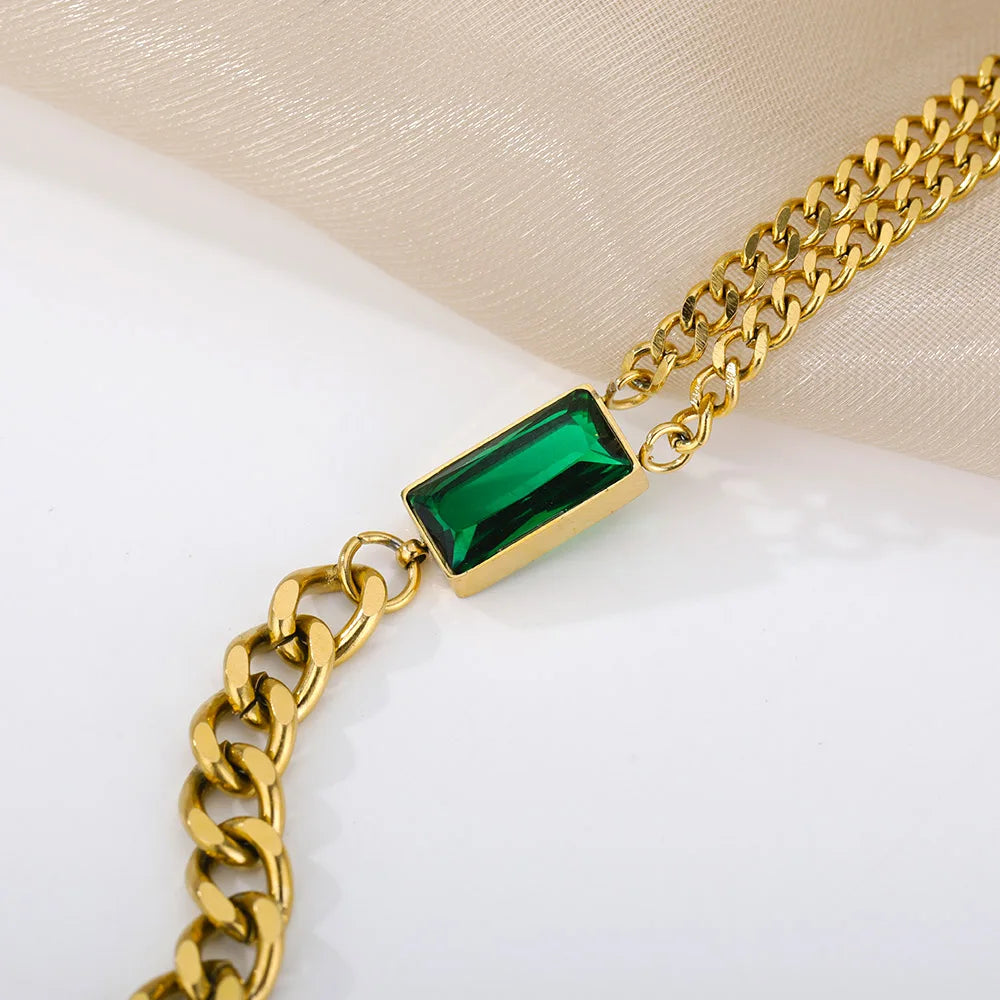 Bratara Lori, aurie, din otel inoxidabil placat cu aur 18K, cu model geometric