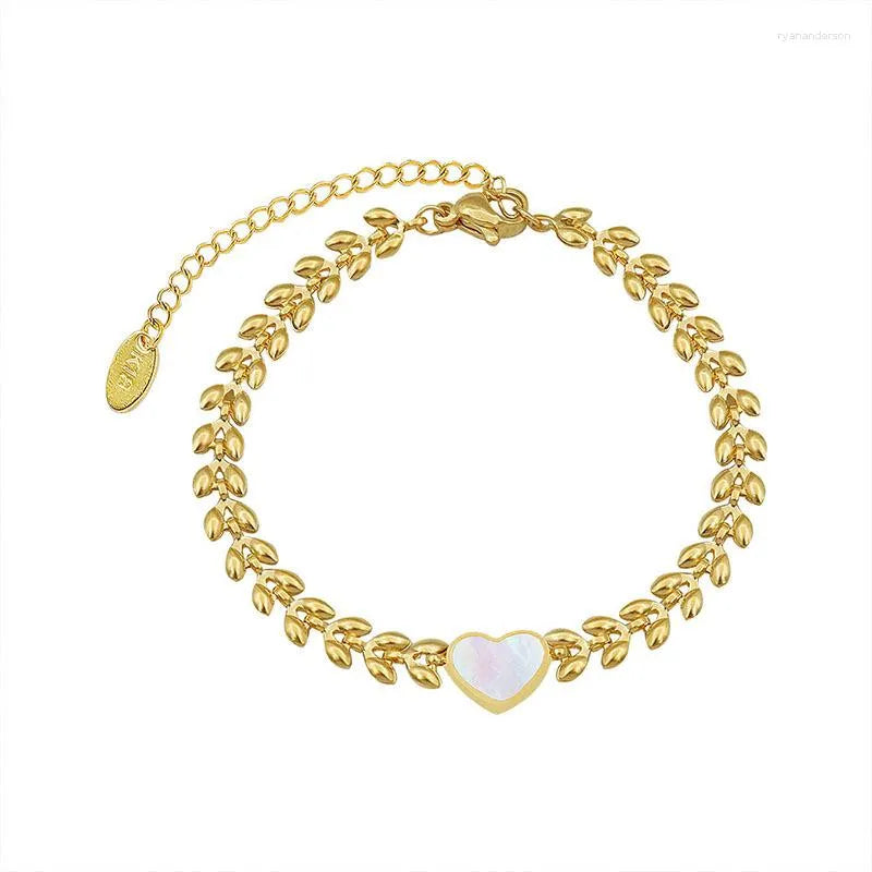 Bratara Rhianna, aurie, subtire, din otel inoxidabil placat cu aur 18K, model inima