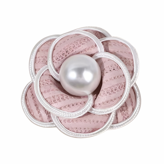 Brosa Cassia, roz, cu perla, handmade, in forma de floare