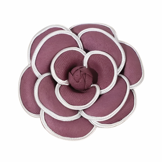 Brosa Malie, roz inchis, handmade, in forma de camelie