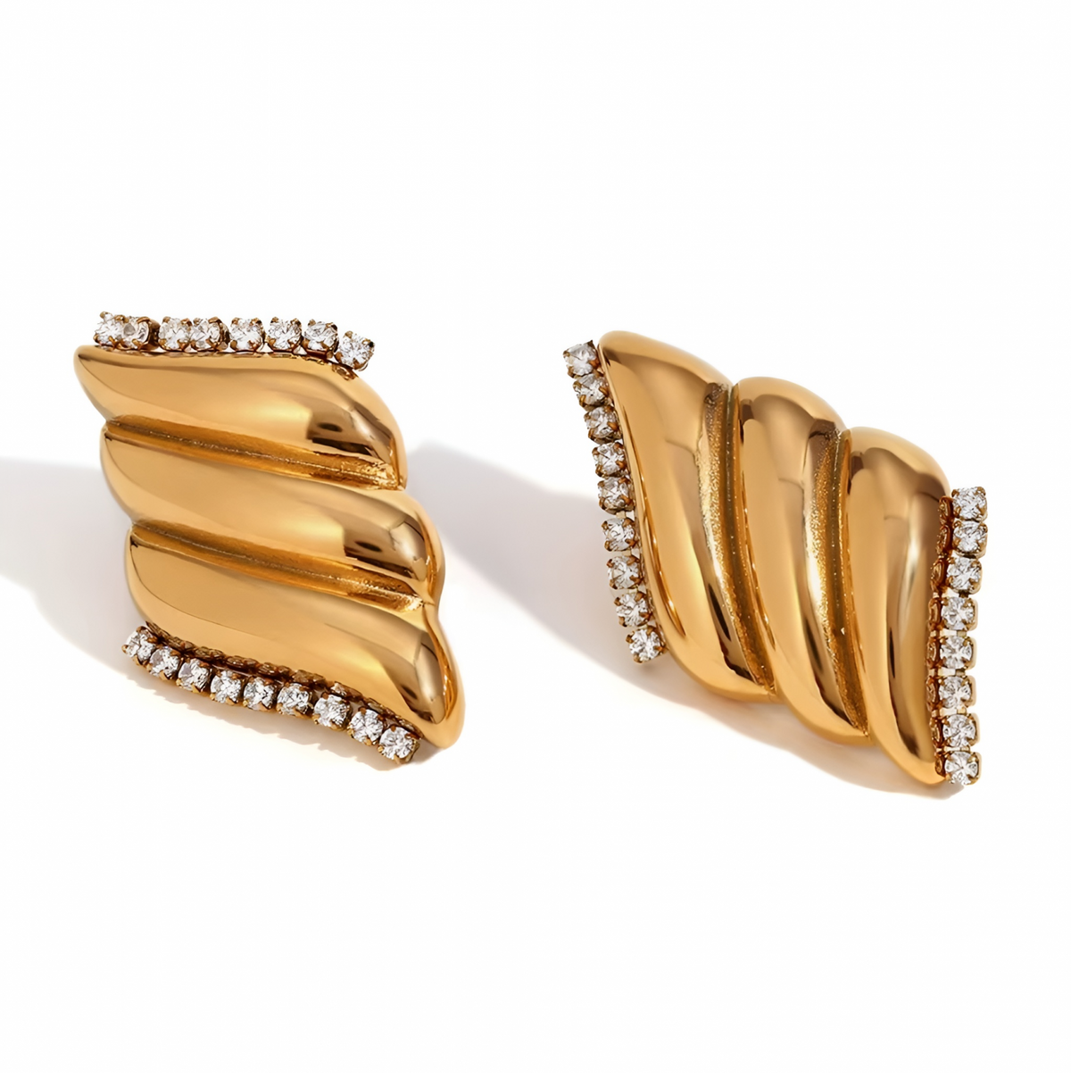 Cercei Adelis, aurii, cu zirconiu, in stil vintage, din otel inoxidabil placat cu aur 18K