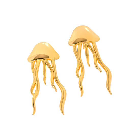 Cercei Medusa, aurii, in forma de meduza, din otel inoxidabil