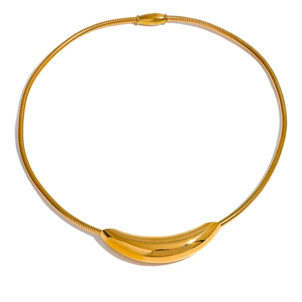 Colier Calliope, auriu, din otel inoxidabil placat cu aur 18K, tip choker - Colectia Glamour