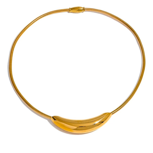 Colier Calliope, auriu, din otel inoxidabil placat cu aur 18K, tip choker - Colectia Glamour