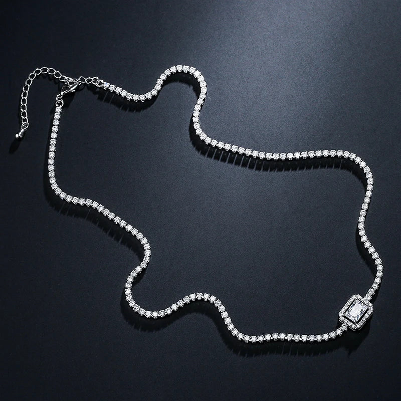 Maude Tennis Necklace, Silver, adorned with Zirconia - Celebration Collection