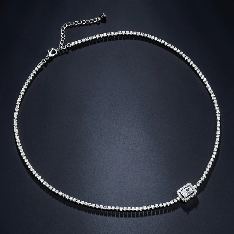 Maude Tennis Necklace, Silver, adorned with Zirconia - Celebration Collection