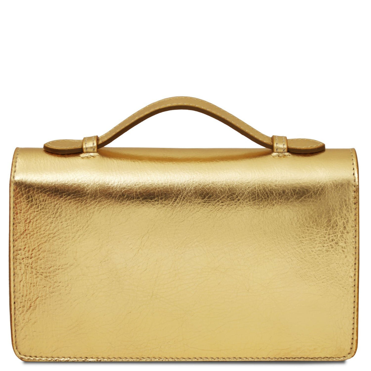 OPERA  - Clutch din piele naturala metalizata cu curea lant