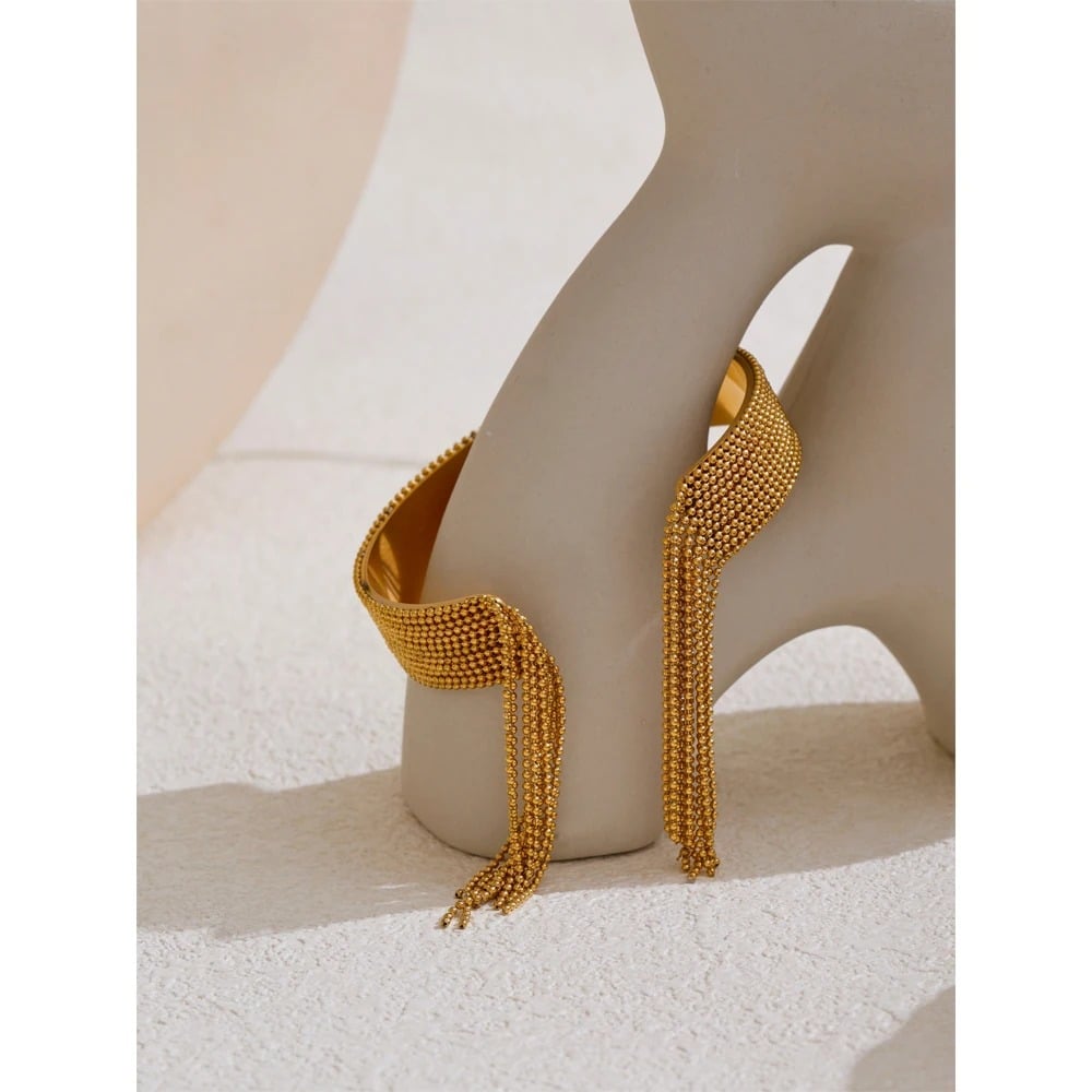 Bratara Gracie, aurie, din otel inoxidabil placat cu aur 18K, model cu margele - Colectia Glamour