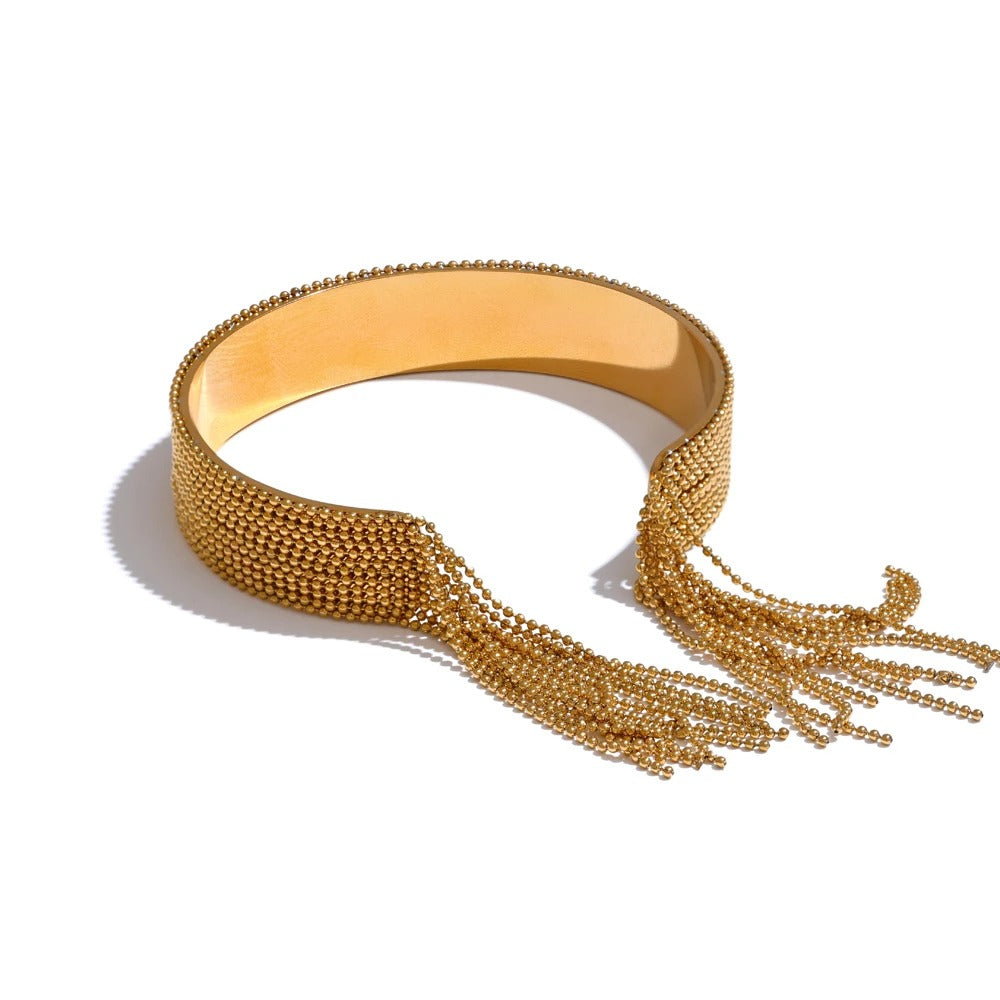 Bratara Gracie, aurie, din otel inoxidabil placat cu aur 18K, model cu margele - Colectia Glamour