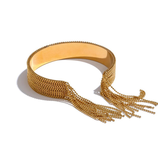 Bratara Gracie, aurie, din otel inoxidabil placat cu aur 18K, model cu margele - Colectia Glamour