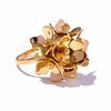 Inel Zoya, auriu, din otel inoxidabil placat cu aur 18K, cu model floral, reglabil