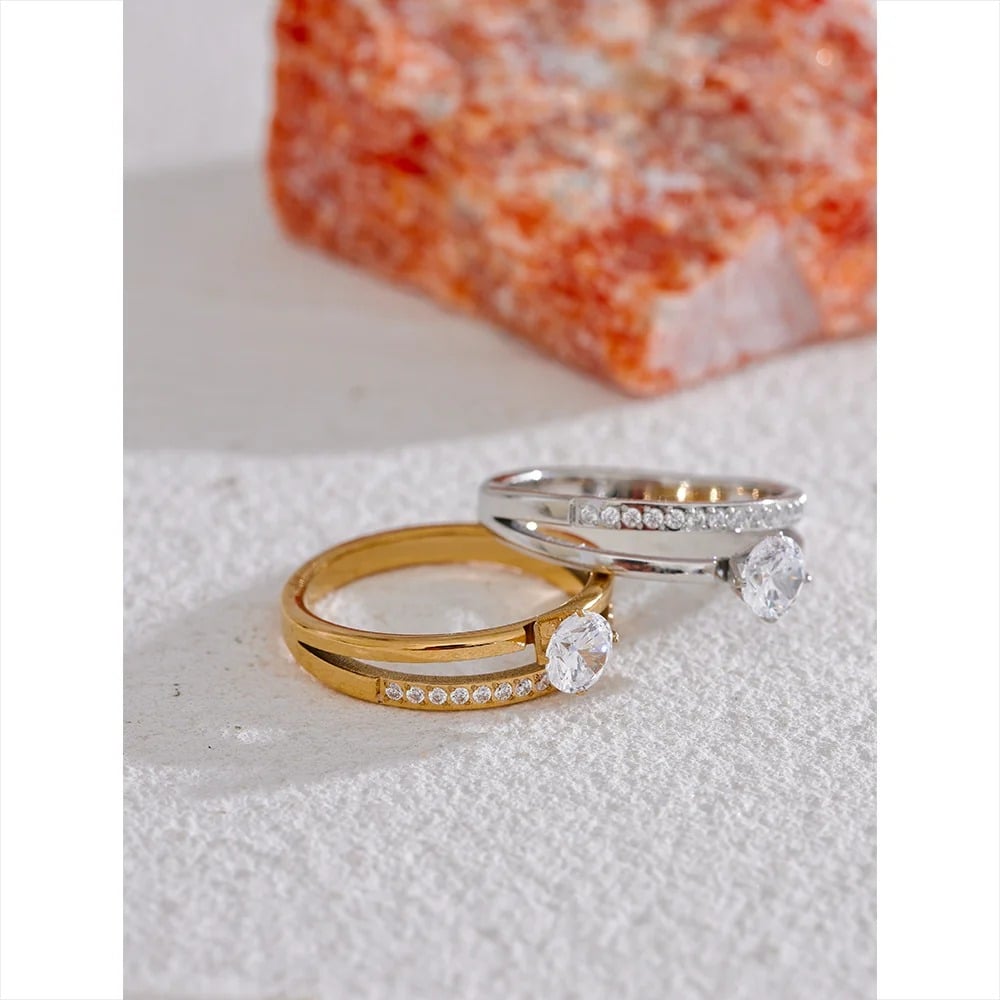 Inel Odette, auriu, minimalist, din otel inoxidabil placat cu aur 18K