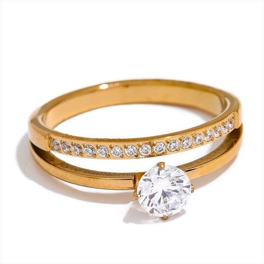 Inel Odette, auriu, minimalist, din otel inoxidabil placat cu aur 18K