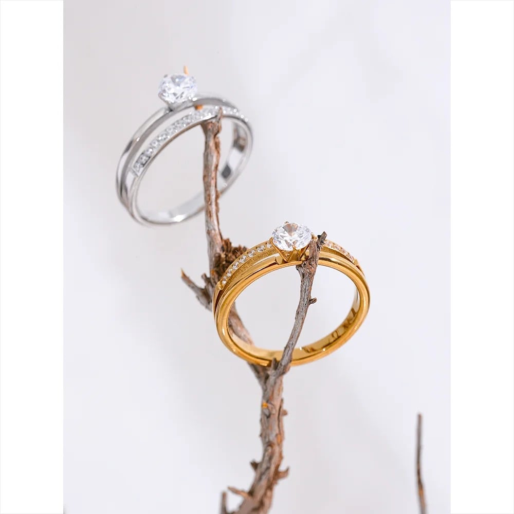 Inel Odette, auriu, minimalist, din otel inoxidabil placat cu aur 18K