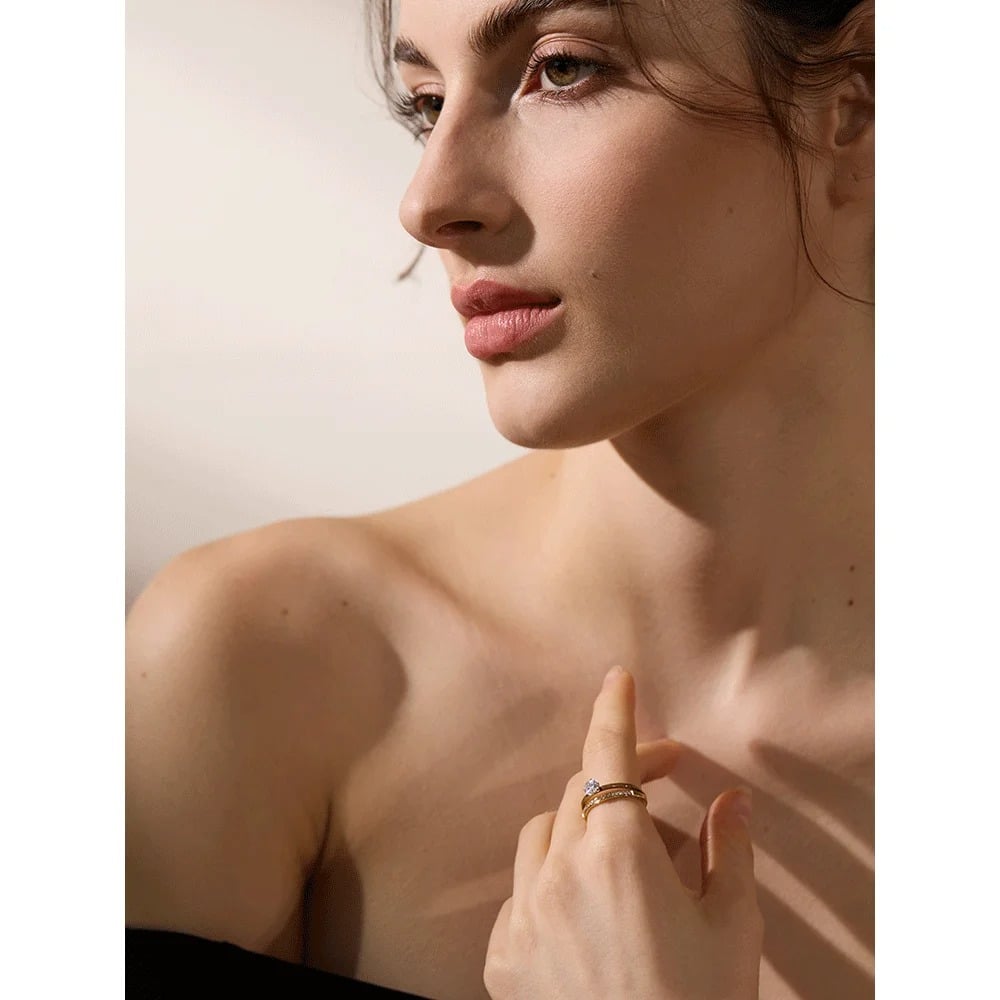 Inel Odette, auriu, minimalist, din otel inoxidabil placat cu aur 18K