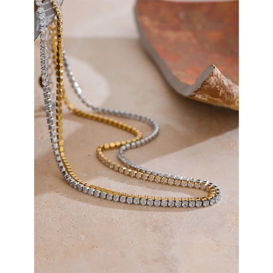 Colier tennis Arlet, auriu, din otel inoxidabil placat cu aur 18K - Colectia Celebration