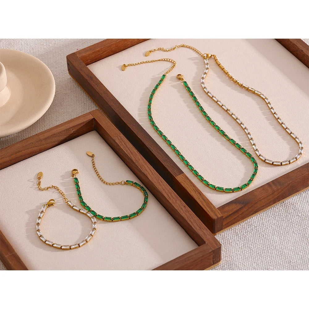 Colier tennis Cosette, auriu, cu zirconiu, din otel inoxidabil placat cu aur 18K - Colectia Celebration