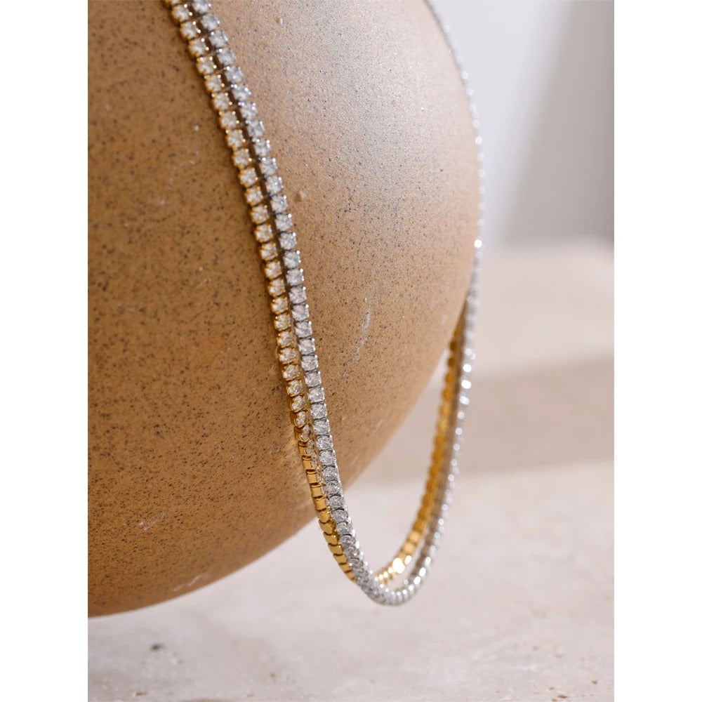 Colier tennis Arlet, auriu, din otel inoxidabil placat cu aur 18K - Colectia Celebration