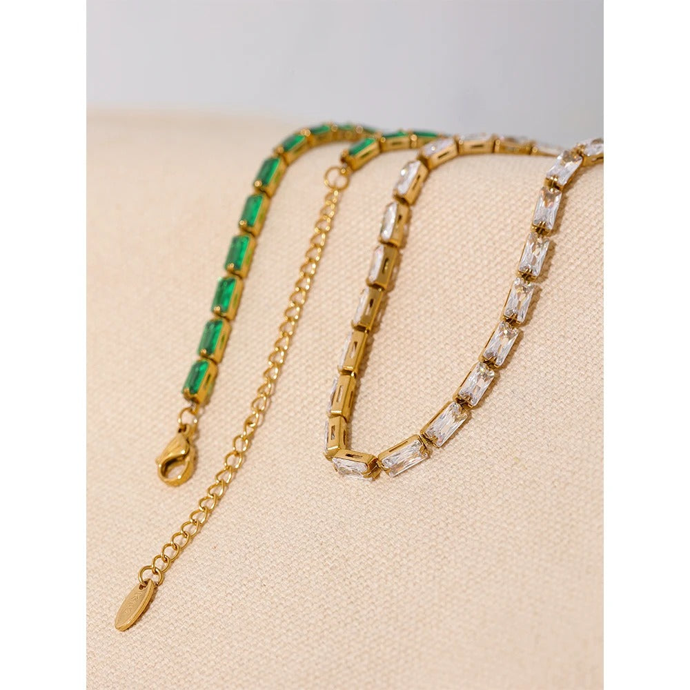 Colier tennis Cosette, auriu, cu zirconiu, din otel inoxidabil placat cu aur 18K - Colectia Celebration