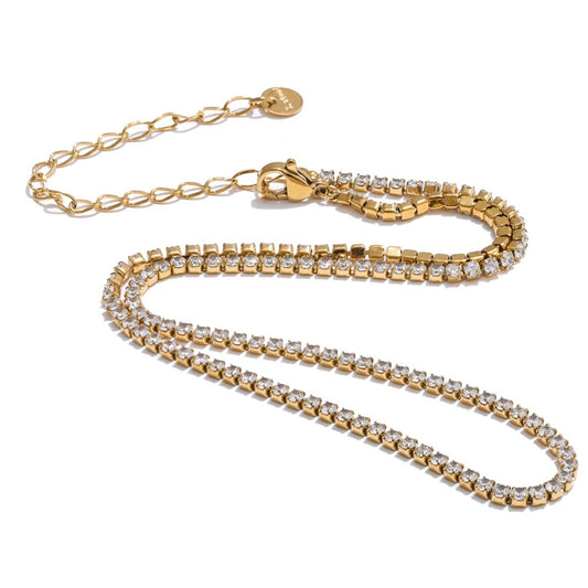 Colier tennis Arlet, auriu, din otel inoxidabil placat cu aur 18K - Colectia Celebration